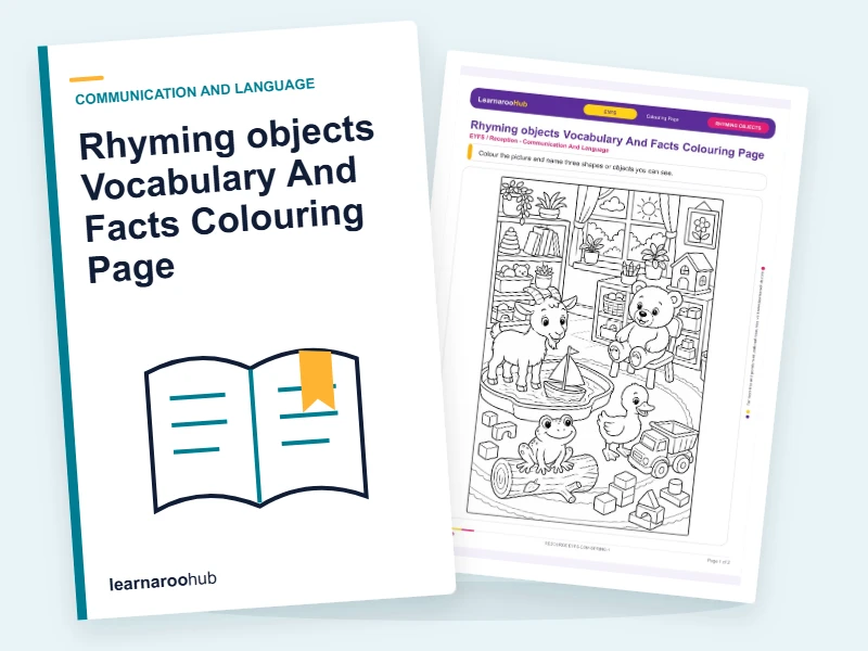Rhyming objects Vocabulary And Facts Colouring Page — colouring sheets cover
