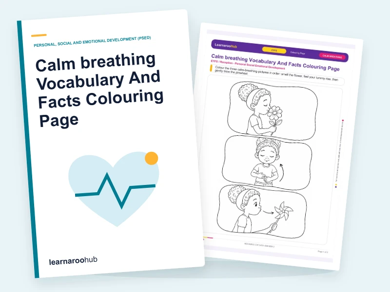 Calm breathing Vocabulary And Facts Colouring Page — colouring sheets cover