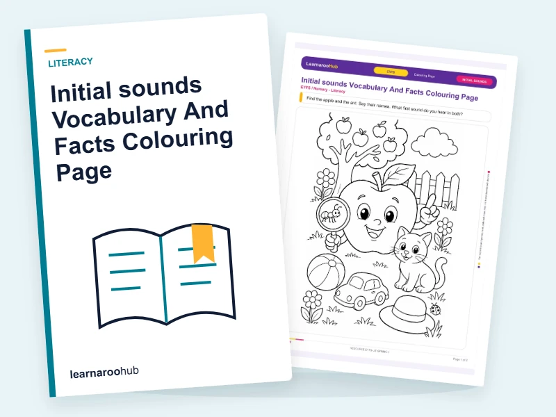 Initial sounds Vocabulary And Facts Colouring Page — colouring sheets cover