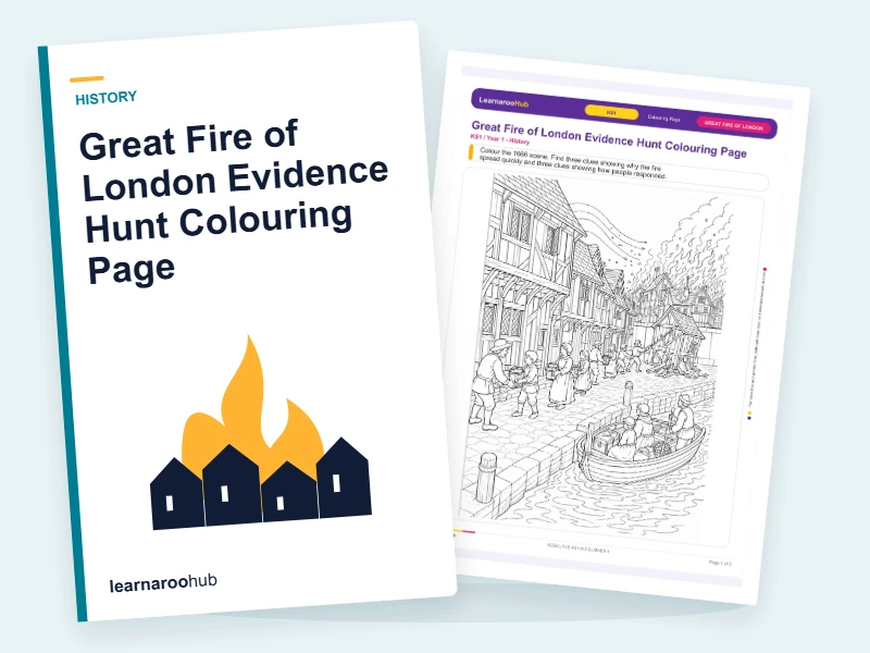 Great Fire of London Evidence Hunt Colouring Page — colouring sheets cover