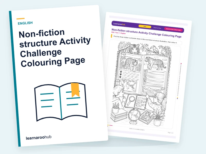Non-fiction structure Activity Challenge Colouring Page — colouring sheets cover