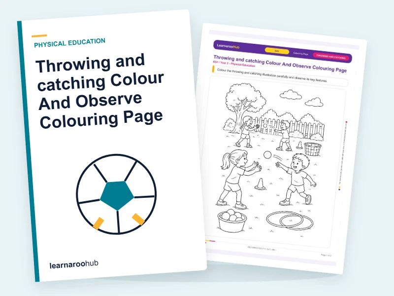 Throwing and catching Colour And Observe Colouring Page — colouring sheets cover