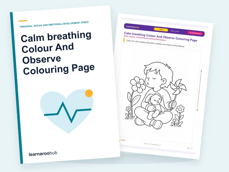 Calm breathing Colour And Observe Colouring Page — colouring sheets cover