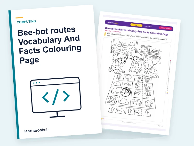 Bee-bot routes Vocabulary And Facts Colouring Page — colouring sheets cover