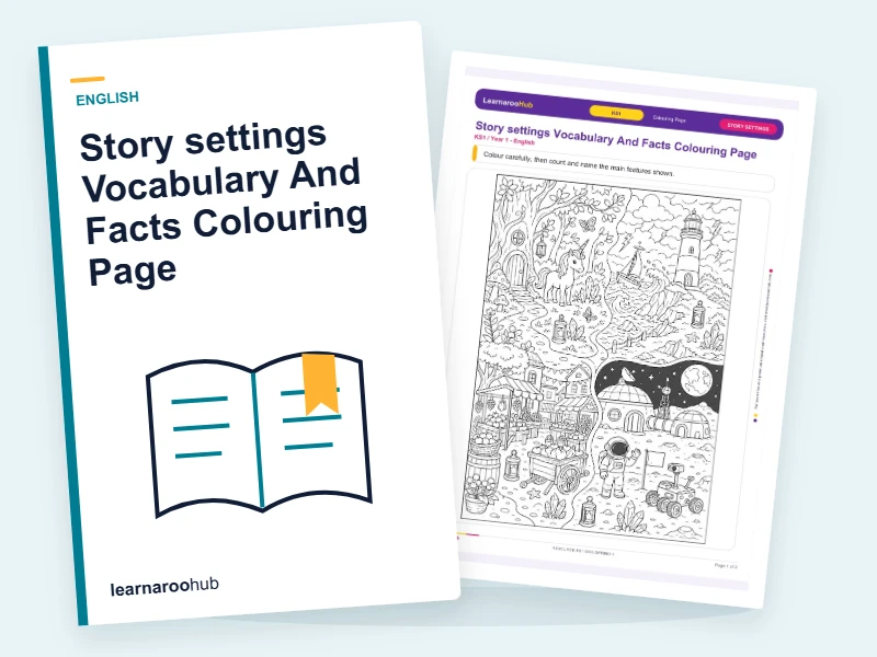 Story settings Vocabulary And Facts Colouring Page — colouring sheets cover
