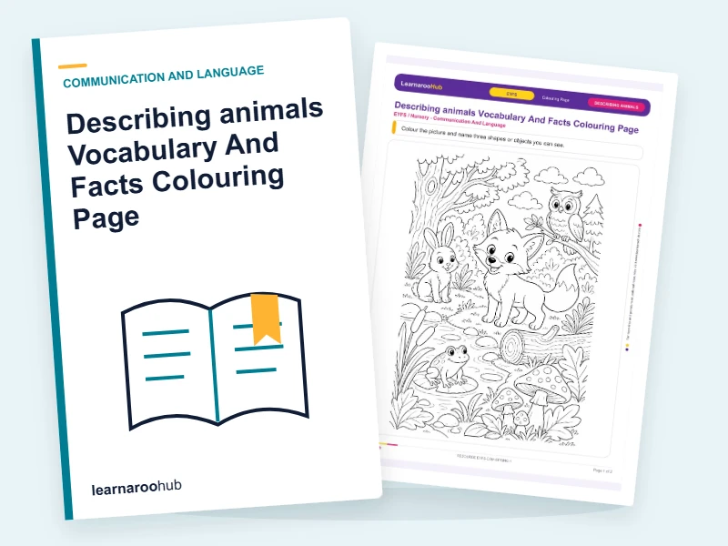 Describing animals Vocabulary And Facts Colouring Page — colouring sheets cover