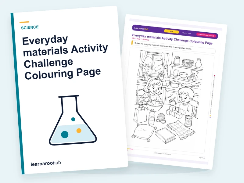 Everyday materials Activity Challenge Colouring Page — colouring sheets cover