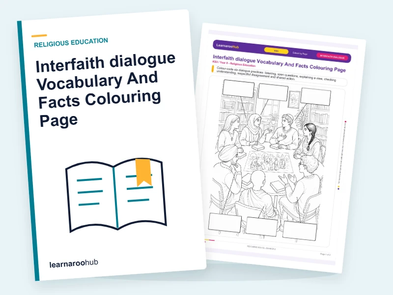 Interfaith dialogue Vocabulary And Facts Colouring Page — colouring sheets cover