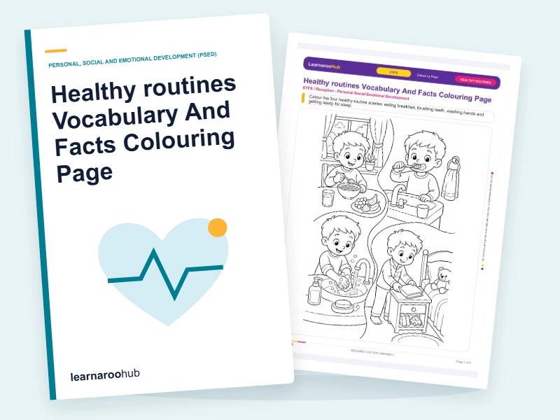 Healthy routines Vocabulary And Facts Colouring Page — colouring sheets cover
