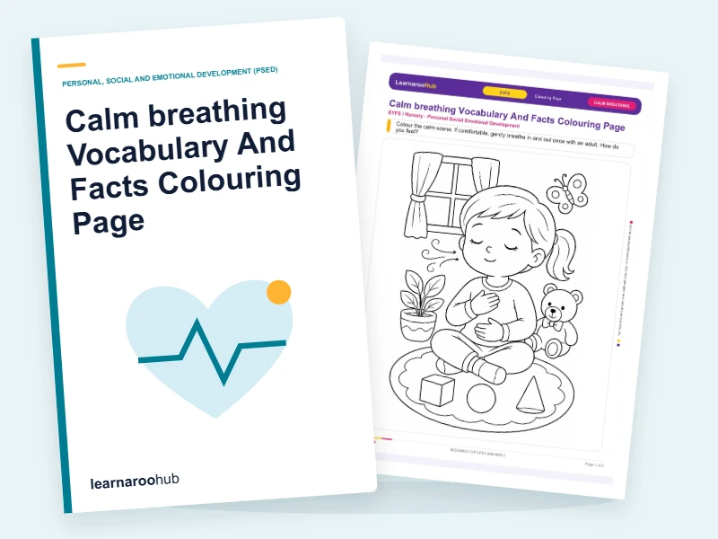Calm breathing Vocabulary And Facts Colouring Page — colouring sheets cover