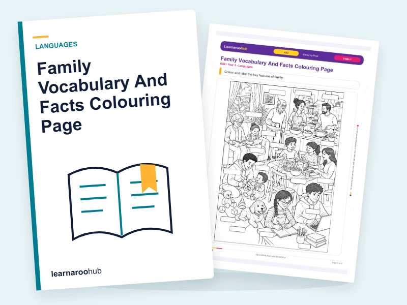 Family Vocabulary And Facts Colouring Page — colouring sheets cover