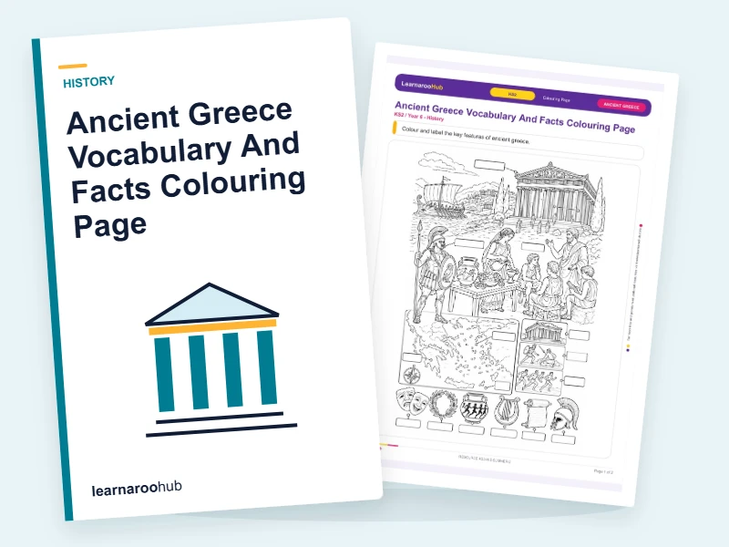 Ancient Greece Vocabulary And Facts Colouring Page — colouring sheets cover
