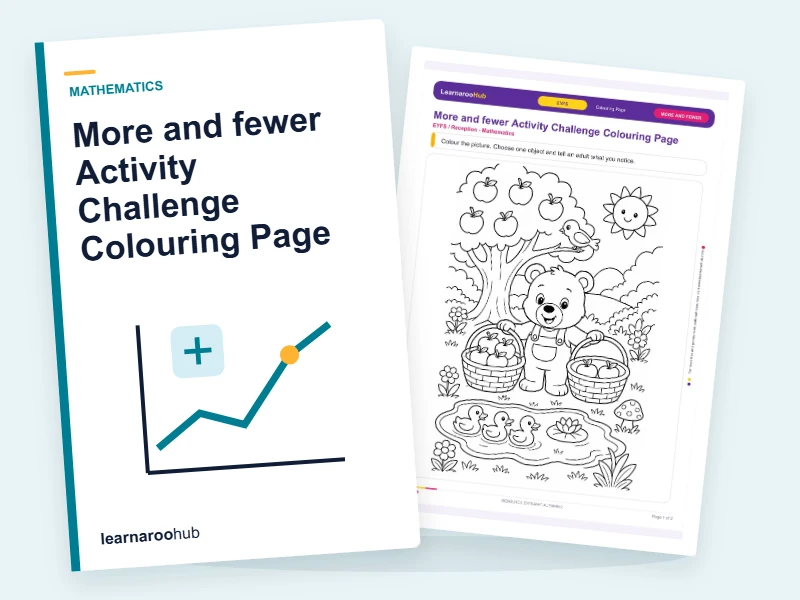 More and fewer Activity Challenge Colouring Page — colouring sheets cover