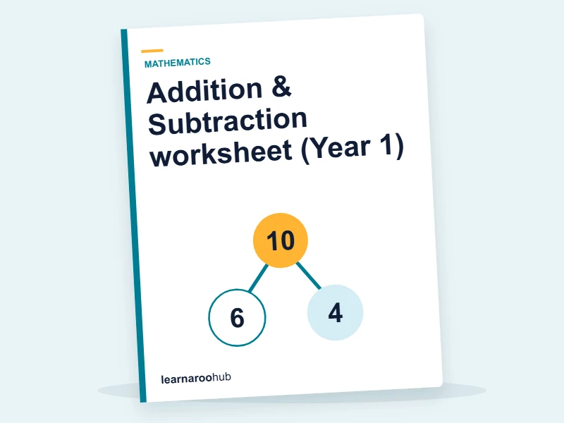 Addition & Subtraction worksheet (Year 1) — printable / pdf cover