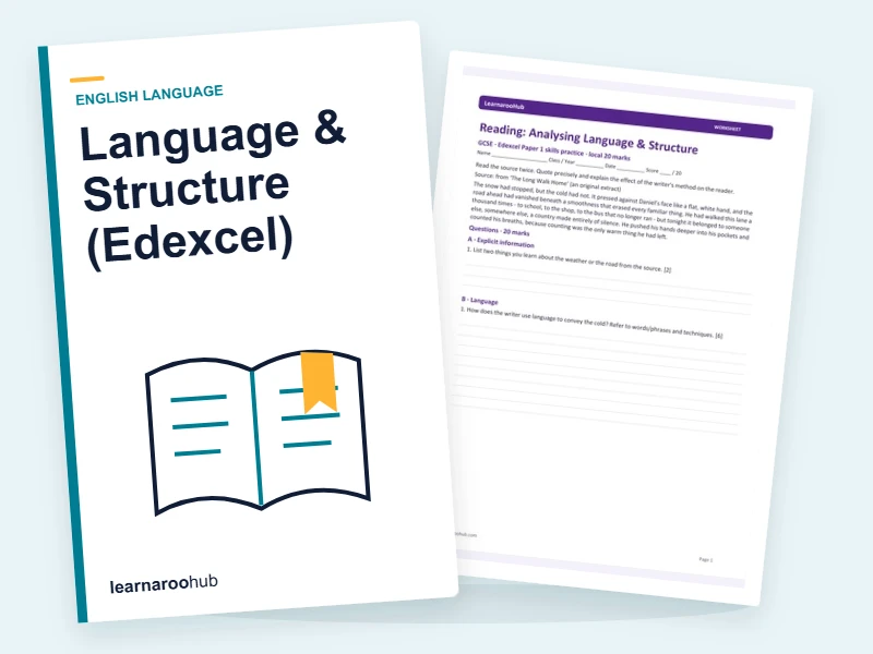 GCSE English Language Reading: Language & Structure (Edexcel) — printable / pdf cover
