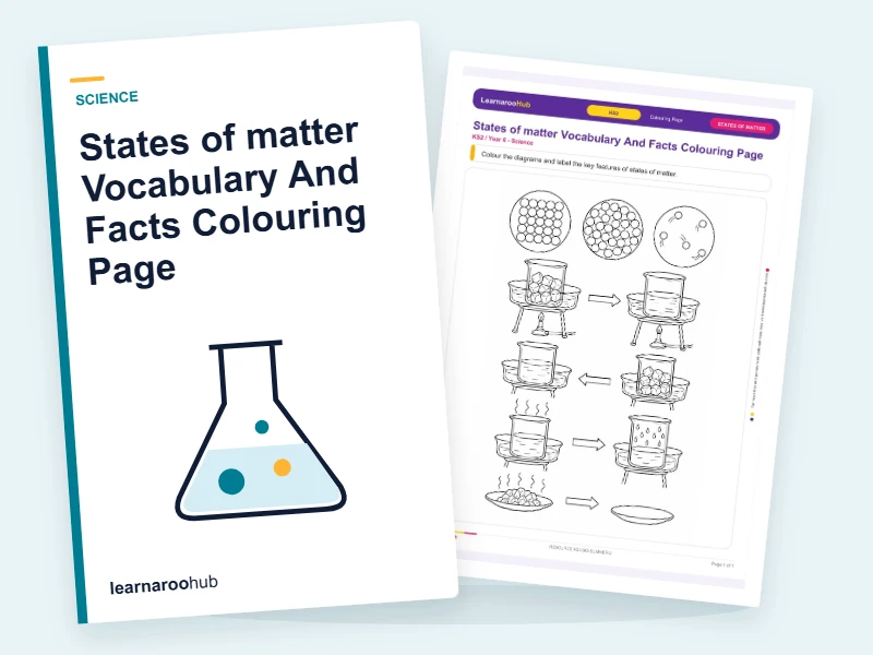 States of matter Vocabulary And Facts Colouring Page — colouring sheets cover