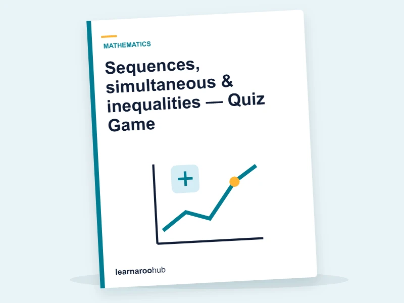 Sequences, simultaneous & inequalities — Quiz Game — quiz cover