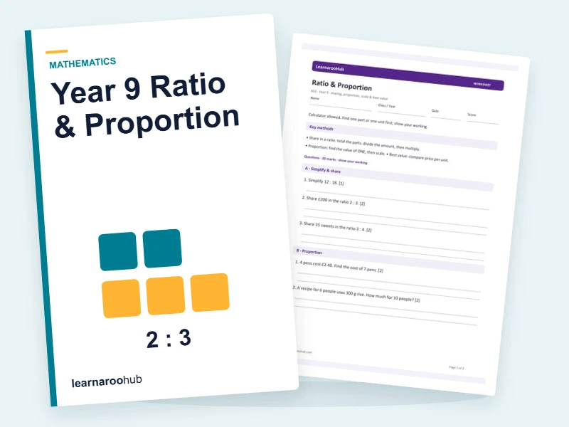 Year 9 Ratio & Proportion — printable / pdf cover