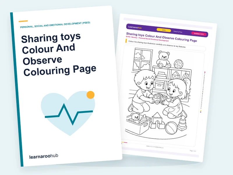 Sharing toys Colour And Observe Colouring Page — colouring sheets cover