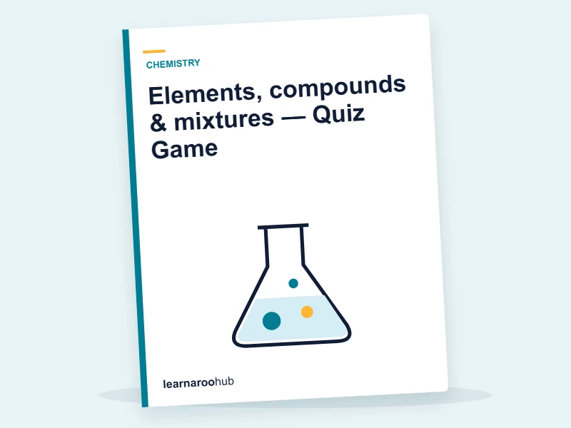 Elements, compounds & mixtures — Quiz Game — quiz cover