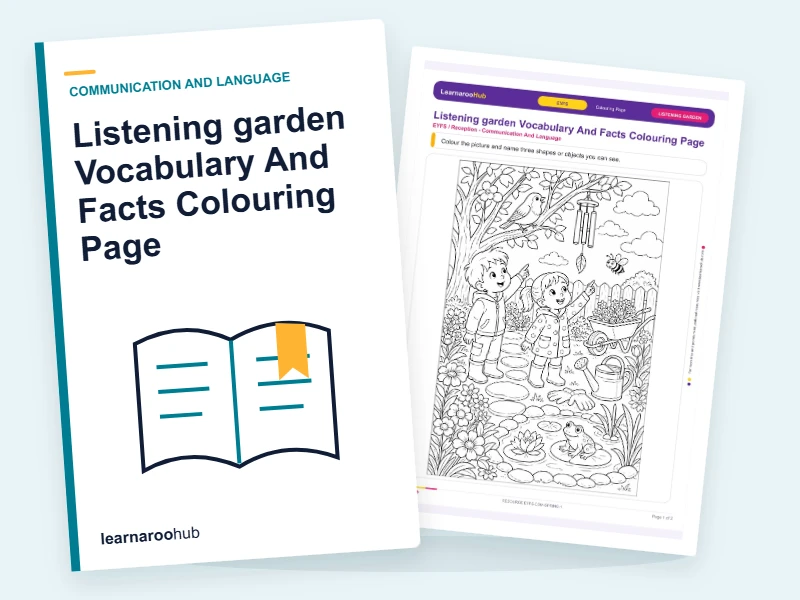 Listening garden Vocabulary And Facts Colouring Page — colouring sheets cover