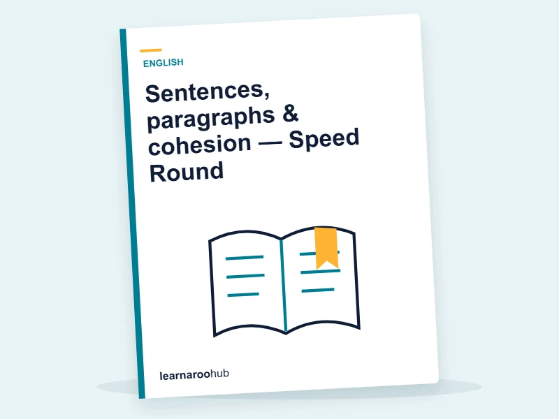 Sentences, paragraphs & cohesion — Speed Round — quiz cover