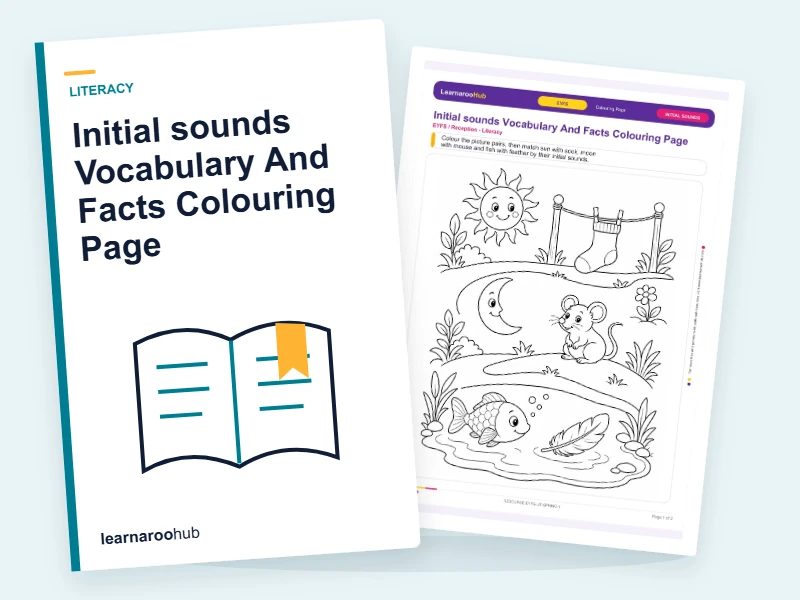 Initial sounds Vocabulary And Facts Colouring Page — colouring sheets cover