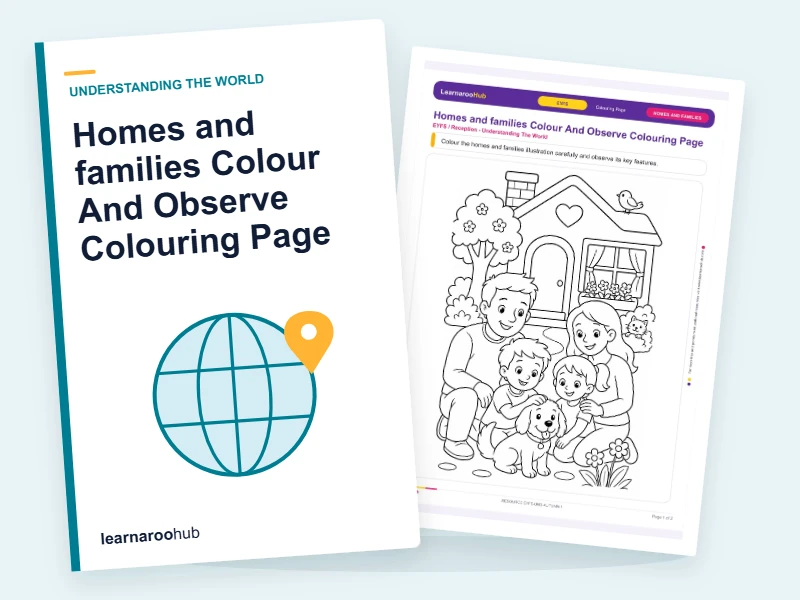 Homes and families Colour And Observe Colouring Page — colouring sheets cover