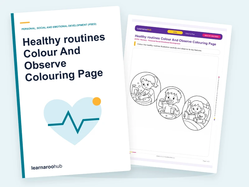 Healthy routines Colour And Observe Colouring Page — colouring sheets cover