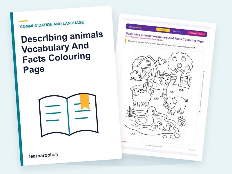Describing animals Vocabulary And Facts Colouring Page — colouring sheets cover