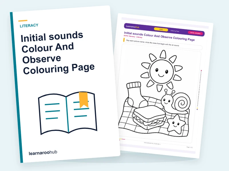 Initial sounds Colour And Observe Colouring Page — colouring sheets cover