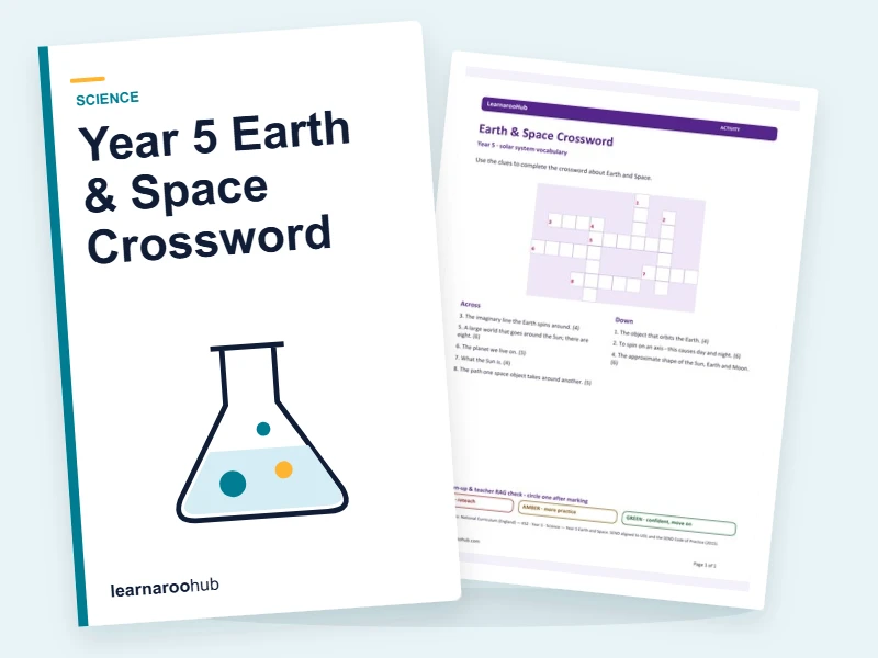 Year 5 Earth & Space Crossword — printable / pdf cover