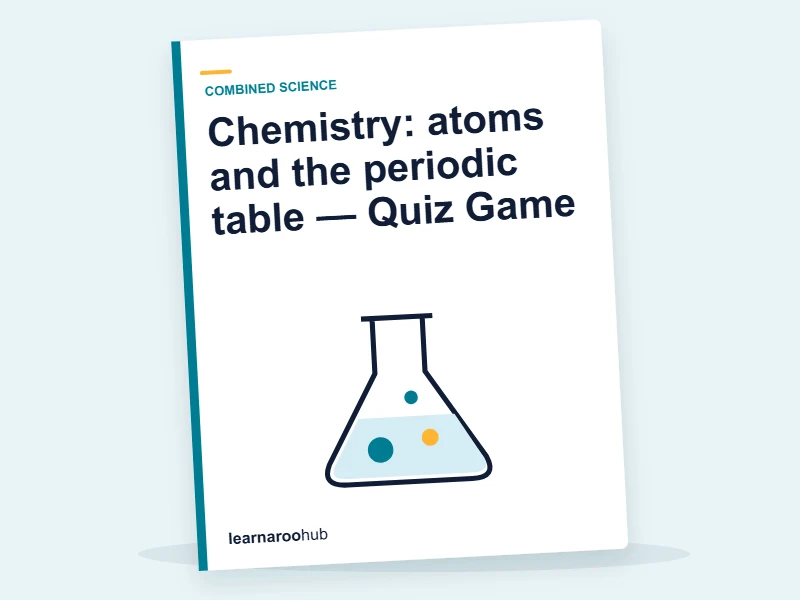 Chemistry: atoms and the periodic table — Quiz Game — quiz cover