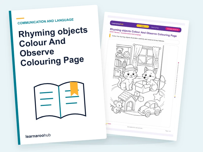 Rhyming objects Colour And Observe Colouring Page — colouring sheets cover