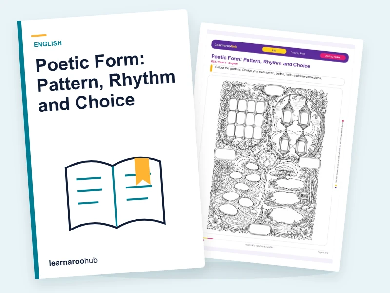 Poetic Form: Pattern, Rhythm and Choice — colouring sheets cover