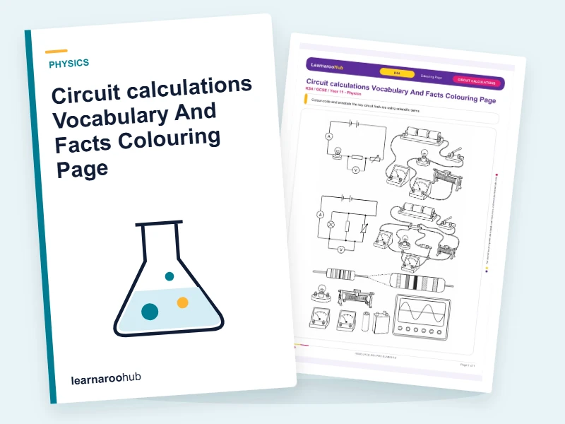 Circuit calculations Vocabulary And Facts Colouring Page — colouring sheets cover