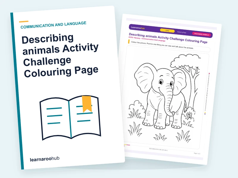 Describing animals Activity Challenge Colouring Page — colouring sheets cover