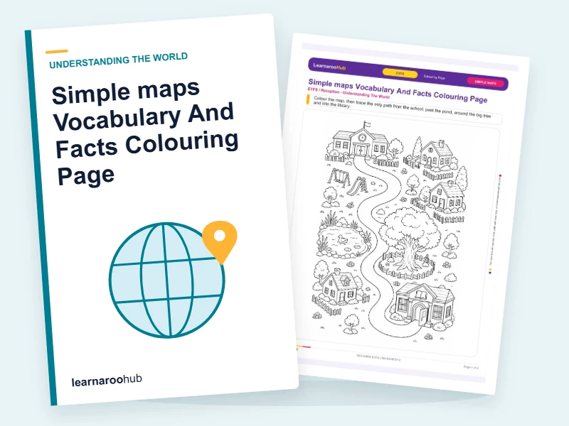 Simple maps Vocabulary And Facts Colouring Page — colouring sheets cover