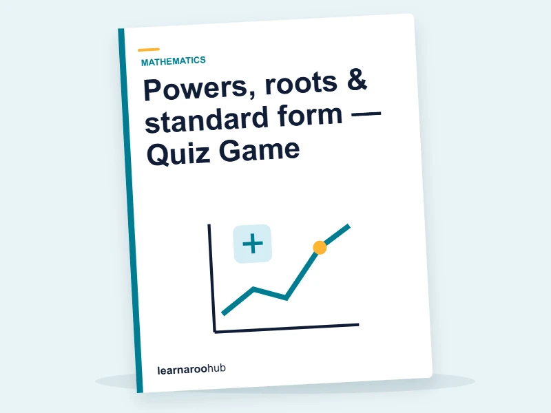 Powers, roots & standard form — Quiz Game — quiz cover