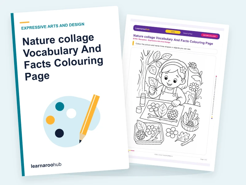 Nature collage Vocabulary And Facts Colouring Page — colouring sheets cover