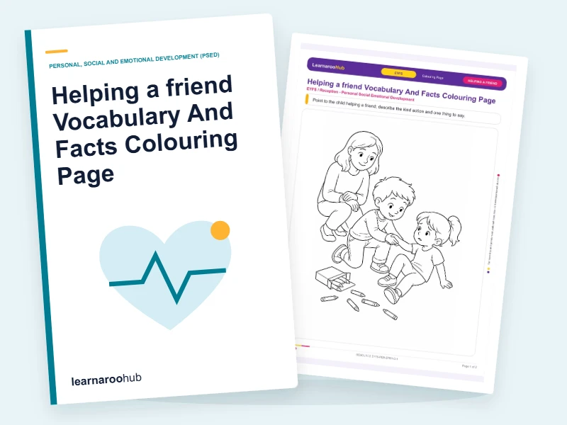 Helping a friend Vocabulary And Facts Colouring Page — colouring sheets cover