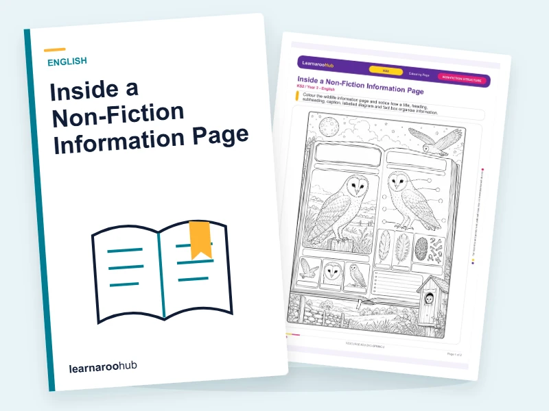 Inside a Non-Fiction Information Page — colouring sheets cover