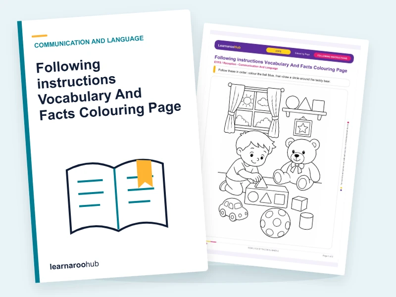 Following instructions Vocabulary And Facts Colouring Page — colouring sheets cover