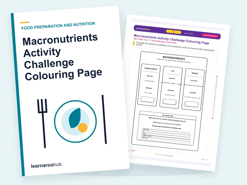 Macronutrients Activity Challenge Colouring Page — colouring sheets cover
