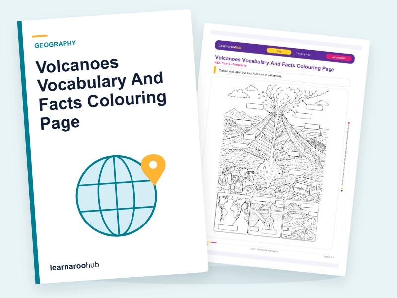 Volcanoes Vocabulary And Facts Colouring Page — colouring sheets cover