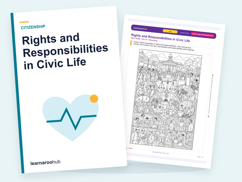 Rights and Responsibilities in Civic Life — colouring sheets cover