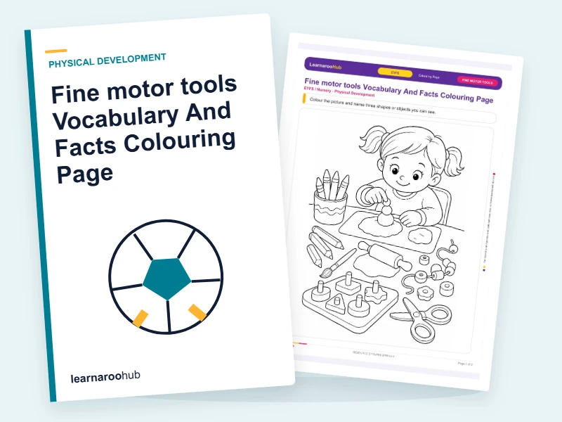 Fine motor tools Vocabulary And Facts Colouring Page — colouring sheets cover