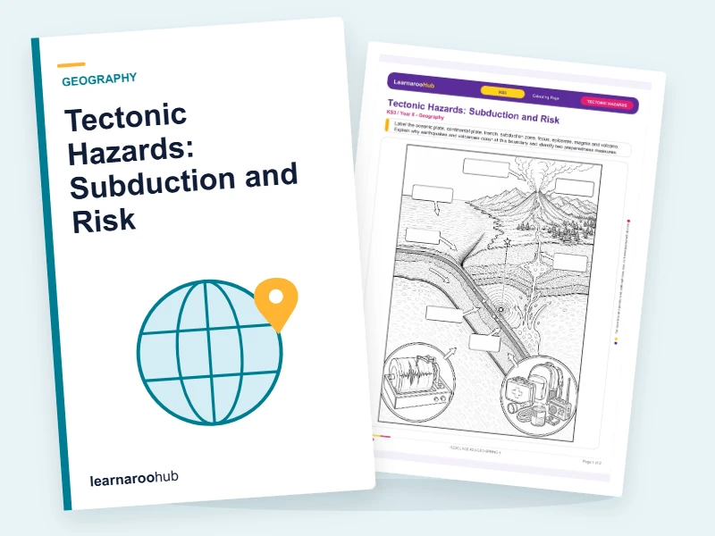 Tectonic Hazards: Subduction and Risk — colouring sheets cover