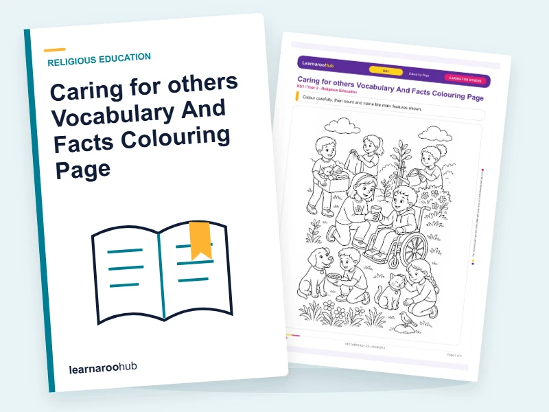 Caring for others Vocabulary And Facts Colouring Page — colouring sheets cover