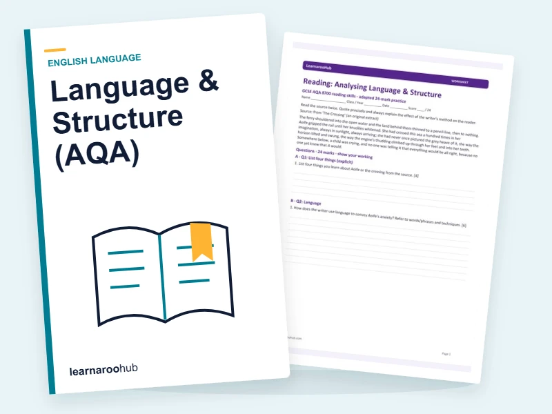 GCSE English Language Reading: Language & Structure (AQA) — printable / pdf cover